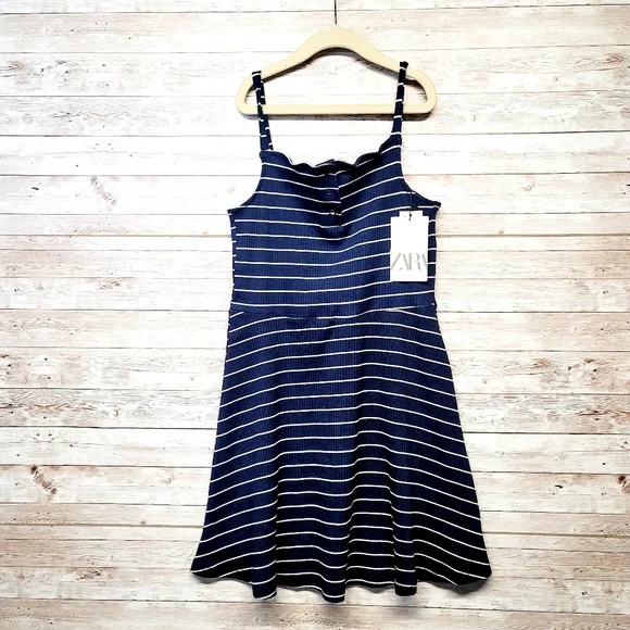 blue spaghetti strap dress zara Zara | Dresses | Zara Navy Blue Striped Spaghetti Strap Dress